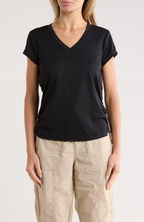 DKNY Ruched Tech T-Shirt in Black at Nordstrom Rack, Size X-Large