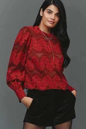 Dolan Mock-Neck Lace Blouse