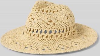 Loevenich Strohhut mit Label-Detail Modell Fedora Boho in Beige, Gr&ouml;&szlig;e 1