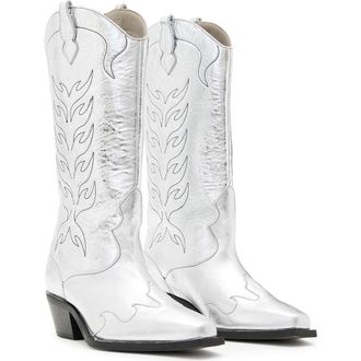 AllSaints Dolly Cowboy Boot in Silver at Nordstrom, Size 10Us