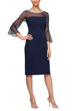 Alex Evenings Embellished Shift Cocktail Dress in Navy at Nordstrom Rack, Size 6