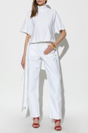 Alaia Asymmetrical Top With Turtleneck, Womens, White