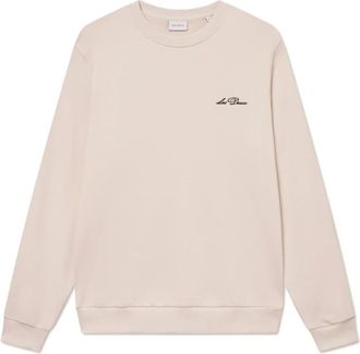 Les Deux Hoodies & sweatvesten, Heren, Beige, M, Katoen, Vintage Crewneck Sweatshirt met Diaz Print