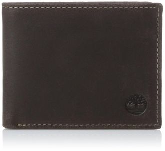 Timberland Mens Leather Wallet with Attached Flip Pocket Travel Accessory-Bi-Fold, Brown (Delta), One Size