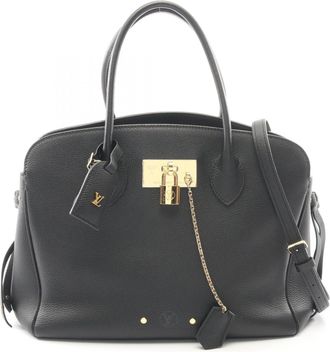 Louis Vuitton Black Leather Handbag Tote Bag (Pre-Owned)