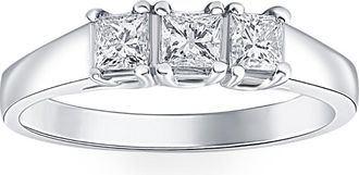 Pompeii3 1ct Three Stone Princess Cut Diamond Ring 14K White Gold Size Selectable