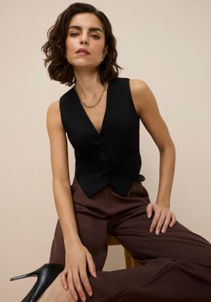 Laura Scott Anzugweste LAURA SCOTT, Damen, Gr. 34, schwarz, Obermaterial: 80% Polyester, 16% Viskose, 4% Elasthan. Futter: 100% Polyester, figurbetont, V-Ausschni