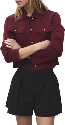 Mango Knit Jacket in Wine at Nordstrom, Size Medium