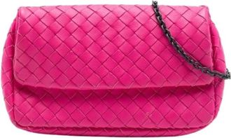 Bottega Veneta Pre-owned Woven Leather Crossbody Bag - Dames - Vintage Schoudertas - Roze - ONE Size - Leer - Vintage