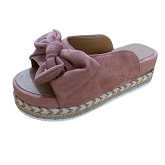 Generic Womens Summer Slippers with Footbed, Slippers Womens 42 Open Platform Non-Slip Slippers Open Toe Beach Shoes Weave Flat Sandals Breathable Beach Shoes