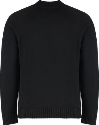 Slowear Mens Crew-Neck Sweater Virgin Wool Black Sweatshirts