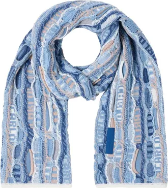Carlo Colucci Accessoires, Heren, Blauw, ONE Size, Katoen, Gebreide Sjaal