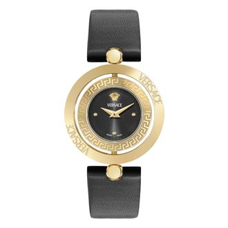 Versace Eon Restyling Quartz Horloge - Dames - Horloges - Zwart - ONE Size - Leer - Accessoires