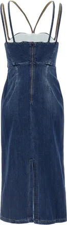 Nensi Dojaka Womens Blue Cotton Midi Dress