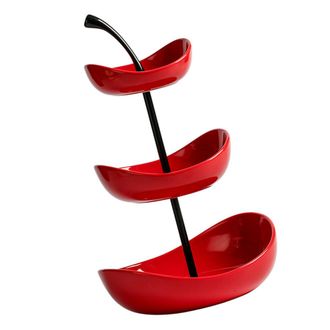OEM Plato De Servir Port&aacute;til De 3 Compartimentos - Rojo
