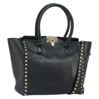 Valentino Pre-owned Leren Handtas - Dames - Pre-owned - Zwart - Maat: ONE Size Leer