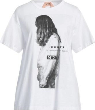 N&deg;21 Wit Katoenen T-Shirt voor Vrouwen - Dames - T-shirts - Wit - L - Katoen - Tops
