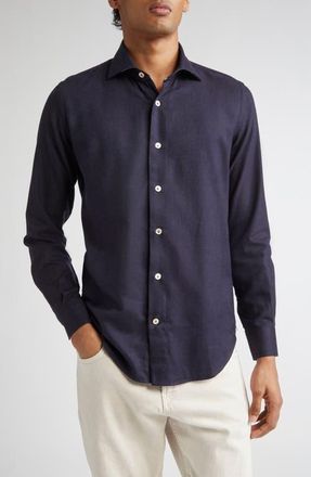 Eleventy Dandy Button-Up Shirt in 11 Navy Blue at Nordstrom, Size Xxx-Large