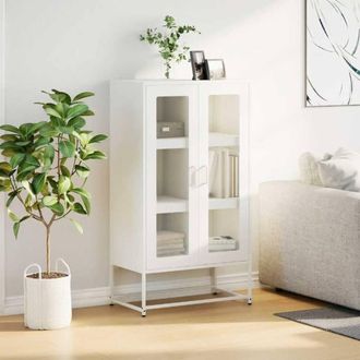 Berkfield Home Highboard White 68x39x123 cm Steel | Size: 68 x 39 x 123 cm