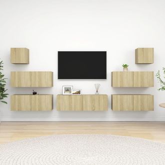 vidaXL Vidaxl - Juego De Muebles De Sal&oacute;n 7 Piezas Roble Sonoma