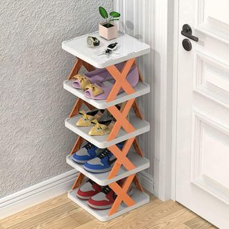 Soleil Zapatero Delgado De 5 Niveles, Zapatero Vertical De 5 Niveles, Organizador De Zapatos, Zapatero Resistente, Color Naranja