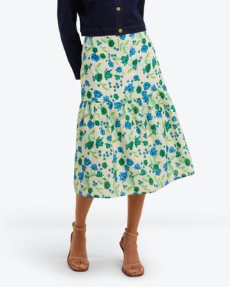 Draper James Midi Skirt In White Field Poppy
