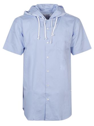 Comme Des Gar&ccedil;ons Blue Striped Hooded Cotton Shirt