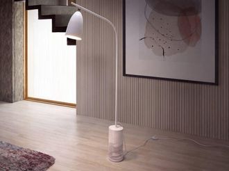 Angel Cerd&aacute; L&aacute;mpara de pie de acero blanco con base de m&aacute;rmol porcel&aacute;nico