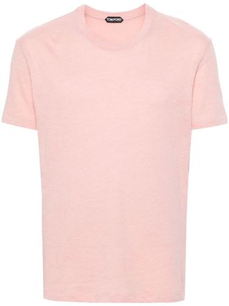 Tom Ford logo-embroidered m&eacute;lange T-shirt - Pink