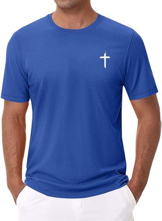 Generic Mens Cotton Shirt Short Sleeve Hawaii Print Crew Neck T-Shirt Quick - Dry Breathable Lightweight Comfortable Summer Outdoor Casual Daily Vacation Top 