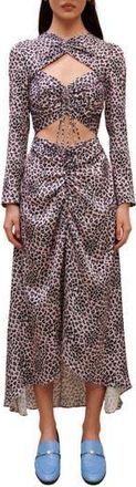 Maje Rave Cutout Long Sleeve Dress in Light Pink Leopard at Nordstrom Rack, Size 2 (Fits Like 4-6 Us) / 38 Eu