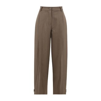SOLOTRE Pantaloni a Pinces con Tasche Laterali e Patte Inferiori - - Trousers - Donna - Marrone - M