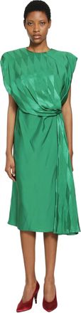 Versace Jacquard Silk Draped Midi Dress