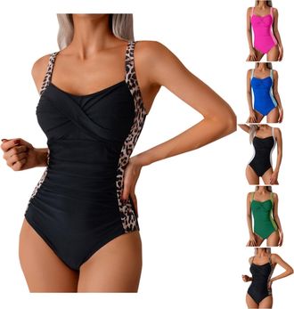 Generic Swimming Costume Women High Neck Ladies Push Up Padded Slimming Tummy Control Swimwear Adjustable Straps One Piece Swimsuit for Women Black