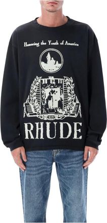 Rhude Hoodies & sweatvesten, Heren, Zwart, S, Katoen, Youth of America L/S Tee