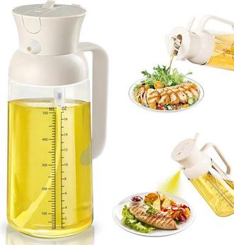 OEM Spray De Aceite 2 En 1 De 550 Ml - Aceite De Oliva, Accesorio De Cocina, Para Freidora De Aire, Barbacoa, Parrilla (blanco)