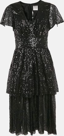 Ingie Paris Black Sequin Layered Tulle Mini Dress