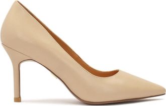 Kazar Minimalistische beige leren pumps - Dames - Pumps - Beige - 35 EU - Leer - Schoenen