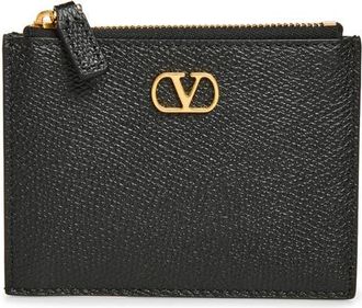 Valentino Garavani VLOGO Leather Card Case in Black at Nordstrom