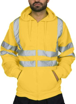 Generic Mens Safety Jacket Hooded Hi-Vis Jacket Softshell Jacket Work Jacket Winter Jacket with Reflective Stripes Softshell Jacket Work Jacket Protective Jac
