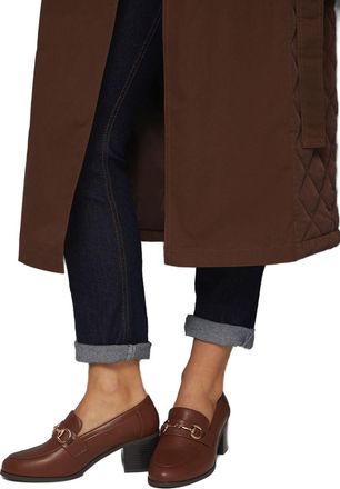 Wallis Lydia Faux Leather Snaffle Trim Medium Block Heeled Loafers, 3, Dark tan