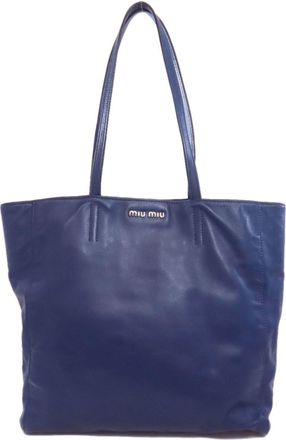 Miu Miu Navy Leather Tote Bag (Pre-Owned)