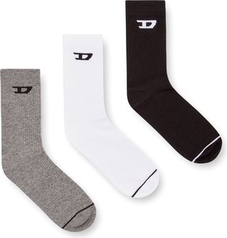 Diesel Three-pack ribbed socks with D logo - Socks - Man - Multicolor