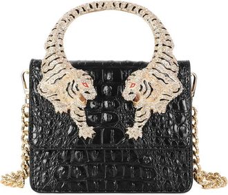 Tiffany & Fred Croc-Embossed Leather Shoulder Bag