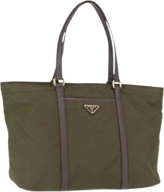 Prada Pre-owned Tote Bags, female, Green, Size: ONE SIZE Pre-owned Nylon Vintage Tote