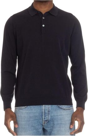 Drumohr Blauwe Gebreide Katoenen Polo Slim Fit - Heren - Polos - Blauw - 3XL - Katoen - Tops