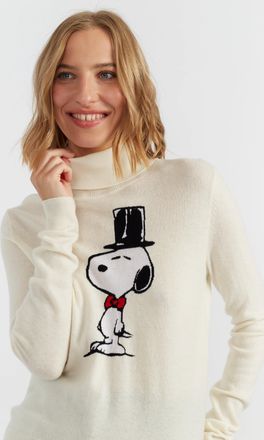 Chinti and Parker Cream Wool-Cashmere Top Hat Snoopy Sweater