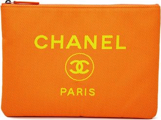 Chanel Pre-owned Clutches, female, Orange, Size: ONE SIZE Pre-owned Cosmetic Pouch