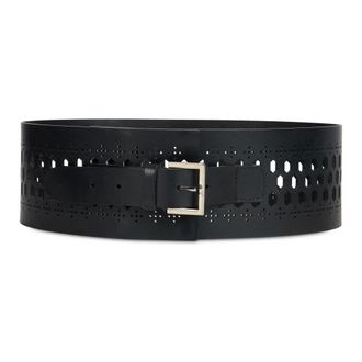 Alberta Ferretti Perforated Leather Belt - female - Alberta Ferretti - Belts - Black - S - Accessories