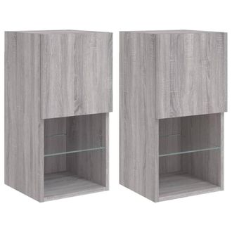 Berkfield Home TV Cabinets with LED Lights 2 pcs Grey Sonoma 30.5x30x60 cm